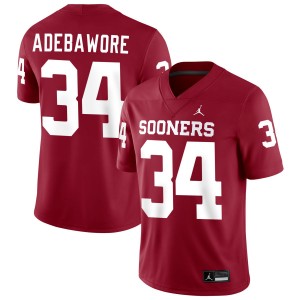 Adepoju Adebawore Boomer Sooner 2025 #34 Men College Football Jerseys - Crimson 179634-934
