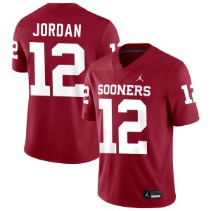 Devon Jordan Oklahoma Men's College Football #12 Official Jerseys - Crimson 470706-786