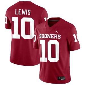 Kip Lewis OU Sooners College Football NCAA Mens #10 Jerseys - Crimson 703389-353