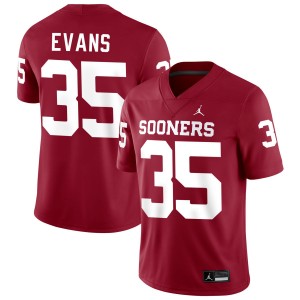 Liam Evans Boomer Sooner NCAA #35 College Football Mens Jerseys - Crimson 305342-100