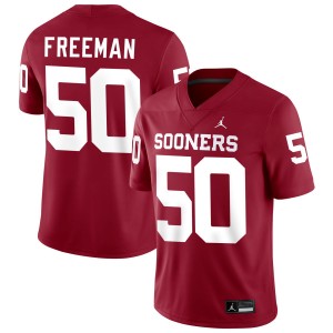 Seth Freeman Sooners Men's Player #50 College Football Jerseys - Crimson 445818-604