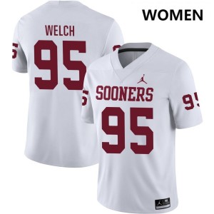 Austin Welch OU College Football Women's #95 Player Jerseys - White 764219-372