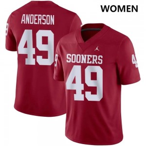 Ben Anderson OU Limited Women's #49 College Football Jersey - Crimson 525605-746