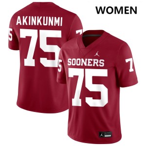 Daniel Akinkunmi Sooners College Football Game Womens #75 Jerseys - Crimson 292714-368