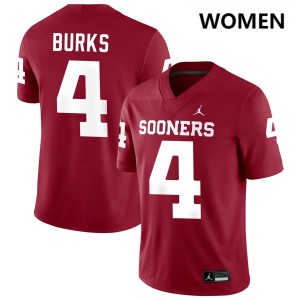 Deion Burks OU Women Stitched #4 College Football Jerseys - Crimson 301111-853