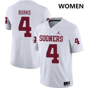 Deion Burks Oklahoma High School College Football #4 Women Jersey - White 343763-380