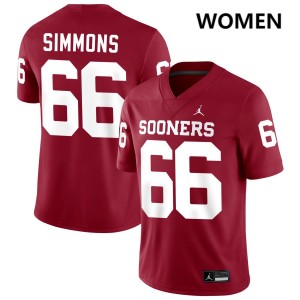 Derek Simmons OU Sooners College Football Stitched #66 Women's Jerseys - Crimson 910433-296