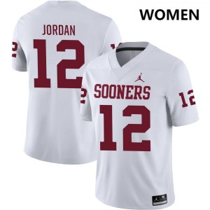Devon Jordan OU College Football #12 Womens University Jersey - White 269272-940