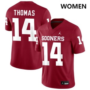 Elijah Thomas Sooners #14 College Football Alumni Womens Jerseys - Crimson 734634-504