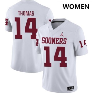 Elijah Thomas OU Sooners #14 Game College Football Women's Jersey - White 824350-130