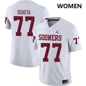 Heath Ozaeta Oklahoma Sooners College Football Womens #77 High School Jerseys - White 234981-885