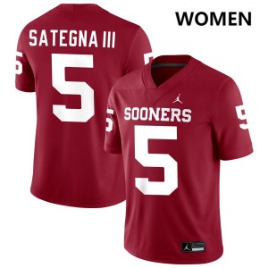 Isaiah Sategna III OU Sooners #5 Women University College Football Jerseys - Crimson 903119-472