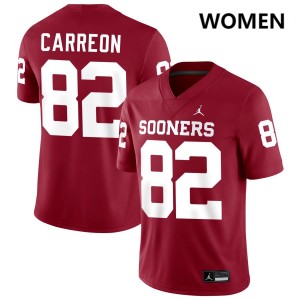 Ivan Carreon OU Sooners #82 Womens College Football NCAA Jerseys - Crimson 890888-533
