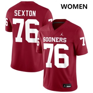 Jacob Sexton Boomer Sooner Limited College Football #76 Womens Jerseys - Crimson 531827-646