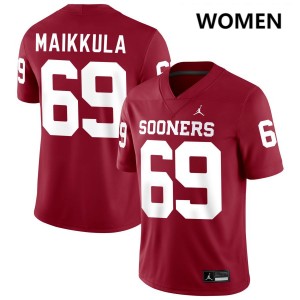 Jake Maikkula OU Player #69 Women College Football Jersey - Crimson 820363-786