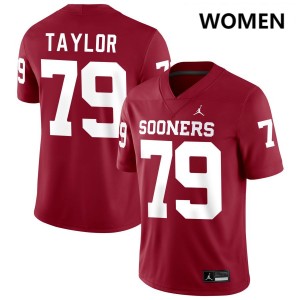 Jake Taylor Sooners Womens Replica #79 College Football Jerseys - Crimson 739755-850