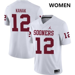 Jaren Kanak Sooners Women Game College Football #12 Jerseys - White 552834-595