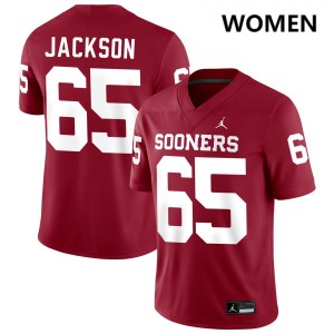 Jayden Jackson Sooners College Football Women #65 University Jerseys - Crimson 198493-699