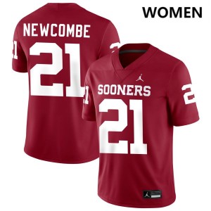 Jeremiah Newcombe Boomer Sooner Women University College Football #21 Jersey - Crimson 110509-401