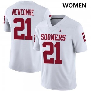 Jeremiah Newcombe Sooners #21 Womens Replica College Football Jersey - White 109236-783