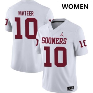 John Mateer Oklahoma Women #10 Official College Football Jerseys - White 113468-465