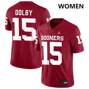 Kendel Dolby Oklahoma Sooners Game #15 College Football Women's Jerseys - Crimson 406851-180