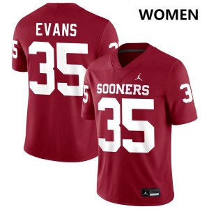 Liam Evans Sooners Womens College Football High School #35 Jersey - Crimson 945686-839