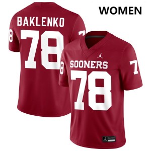 Luke Baklenko OU College Football University Women #78 Jerseys - Crimson 767750-618