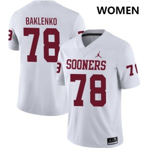 Luke Baklenko OU Womens Player #78 College Football Jersey - White 710509-737