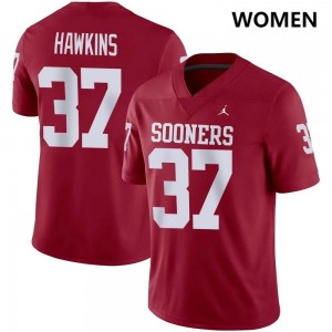 Maliek Hawkins Oklahoma Sooners Women High School #37 College Football Jerseys - Crimson 977887-872