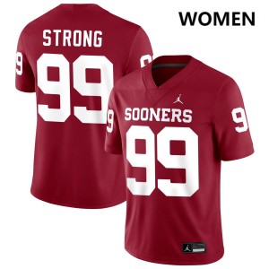 Markus Strong Sooners #99 High School College Football Women's Jerseys - Crimson 350256-460