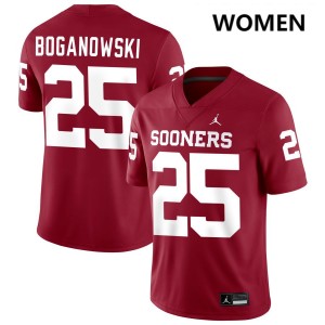 Michael Boganowski Oklahoma Women College Football #25 Embroidery Jerseys - Crimson 826559-276
