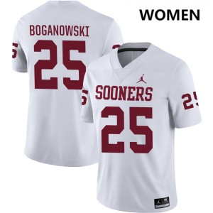 Michael Boganowski Boomer Sooner #25 Womens High School College Football Jersey - White 629007-870