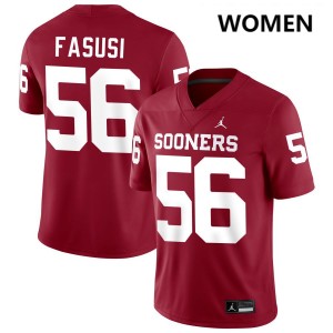 Michael Fasusi Boomer Sooner #56 Womens College Football Game Jersey - Crimson 696117-746