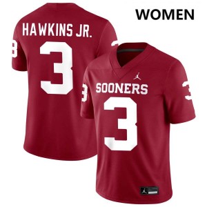 Michael Hawkins Jr. Oklahoma College Football Women Official #3 Jersey - Crimson 132647-374