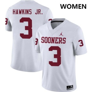 Michael Hawkins Jr. Sooners Womens College Football NCAA #3 Jerseys - White 371856-593