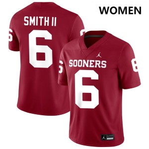 Nigel Smith II Boomer Sooner College Football Women's #6 2025 Jersey - Crimson 573758-904
