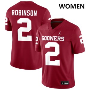 Omarion Robinson OU Replica Women's #2 College Football Jerseys - Crimson 120544-141