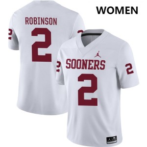 Omarion Robinson Oklahoma Sooners College Football Womens Embroidery #2 Jerseys - White 425169-526