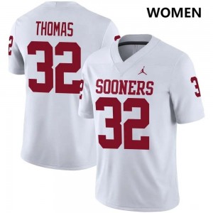 R Mason Thomas OU Stitched Womens #32 College Football Jerseys - White 736088-792
