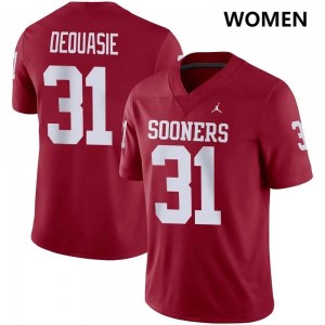 Reed DeQuasie Sooners College Football #31 Stitched Women's Jersey - Crimson 327514-657
