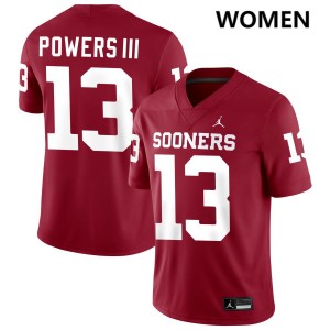 Reggie Powers III Sooners #13 College Football Womens 2025 Jersey - Crimson 423268-980