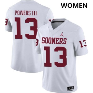 Reggie Powers III Oklahoma University Women #13 College Football Jersey - White 778409-164
