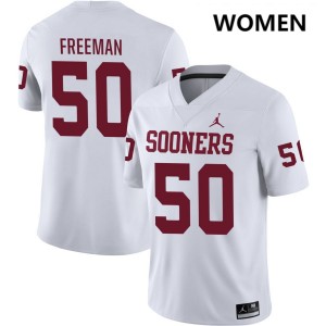 Seth Freeman Oklahoma Sooners 2025-26 College Football #50 Women Jersey - White 167379-260