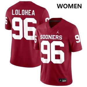 Siolaa Lolohea OU University #96 College Football Women Jersey - Crimson 971921-286