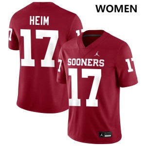 Taylor Heim OU Sooners College Football University Women #17 Jersey - Crimson 546155-707