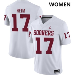 Taylor Heim Boomer Sooner Women's #17 College Football Embroidery Jersey - White 753016-919