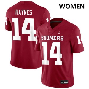 Trystan Haynes Sooners Women's Player #14 College Football Jersey - Crimson 965060-380