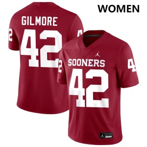 Wyatt Gilmore OU College Football Embroidery Women's #42 Jerseys - Crimson 109251-942