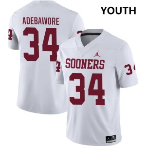 Adepoju Adebawore Oklahoma Sooners College Football NCAA Youth #34 Jerseys - White 659440-561